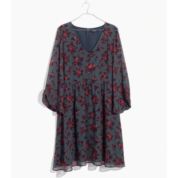 NWT Madewell Moonblossom Ruffle-Sleeve Dress - Picture 2 of 9